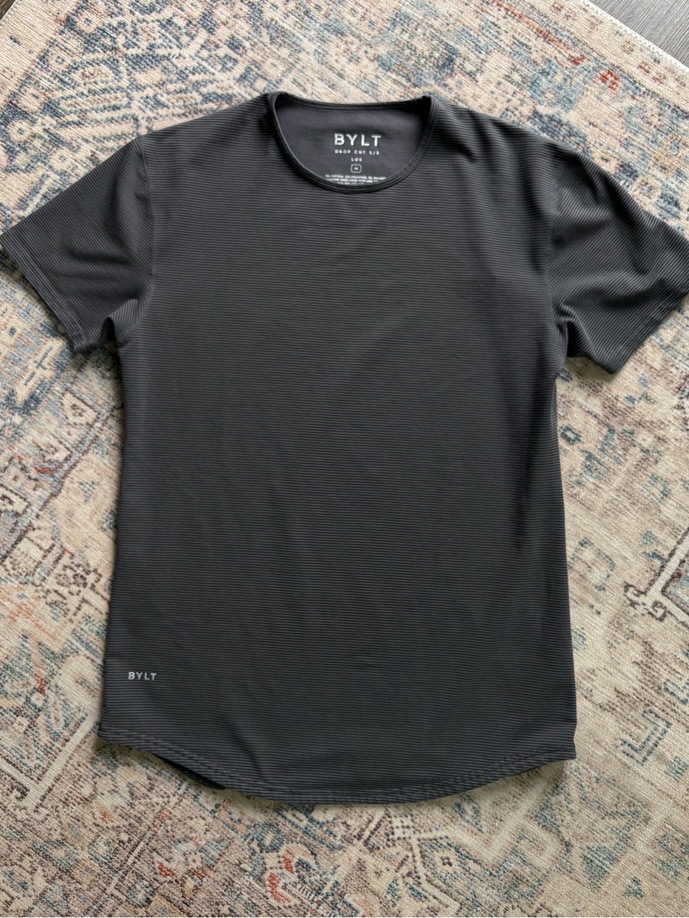BYLT Basics Drop Cut Black/Grey Short-Sleeve Crew